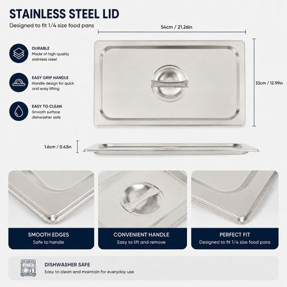 Commercial Stainless Steel GN 1/1 150mm Deep Gastronorm Bain Marie Buffet Steam Table Food Pan with Lid