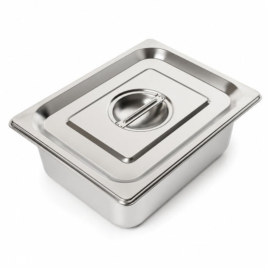 Commercial Stainless Steel GN 1/2 100mm Deep Gastronorm Bain Marie Buffet Steam Table Food Pan with Lid