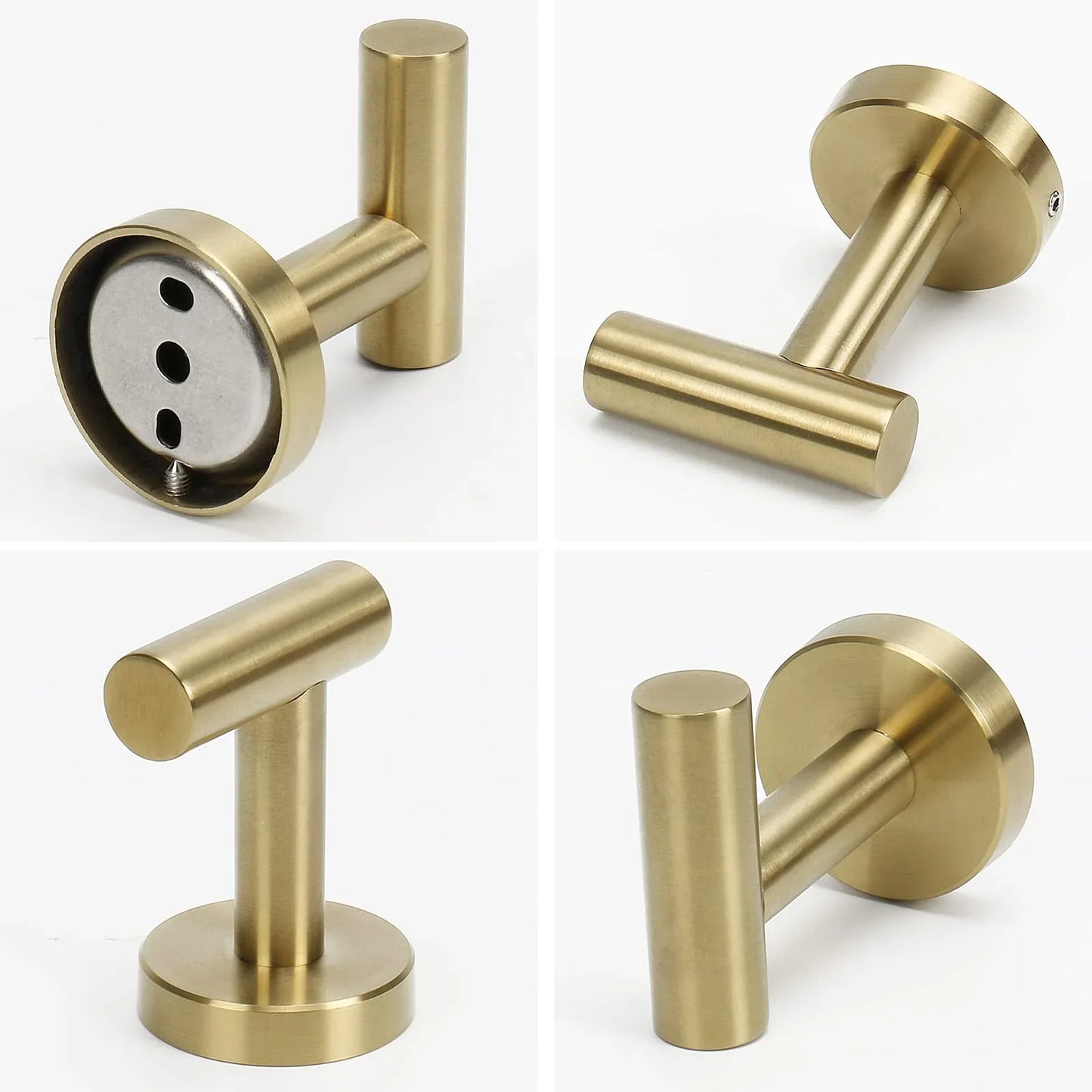 2 Pcs Wall Mount Bathroom Towel Hooks Holder Cloth Hanger Hook Kitchen Door Hanger Gold - Mekamart Australia