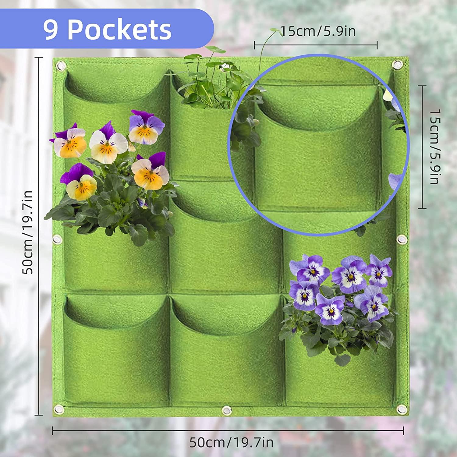 9 Pockets Wall Hanging Planter Planting Grow Bag Vertical Garden Vegetable Flower Green - Mekamart Australia