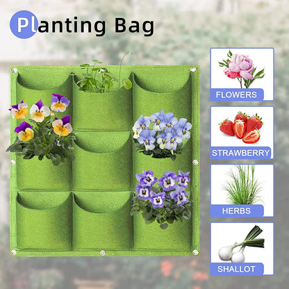 9 Pockets Wall Hanging Planter Planting Grow Bag Vertical Garden Vegetable Flower Green - Mekamart Australia