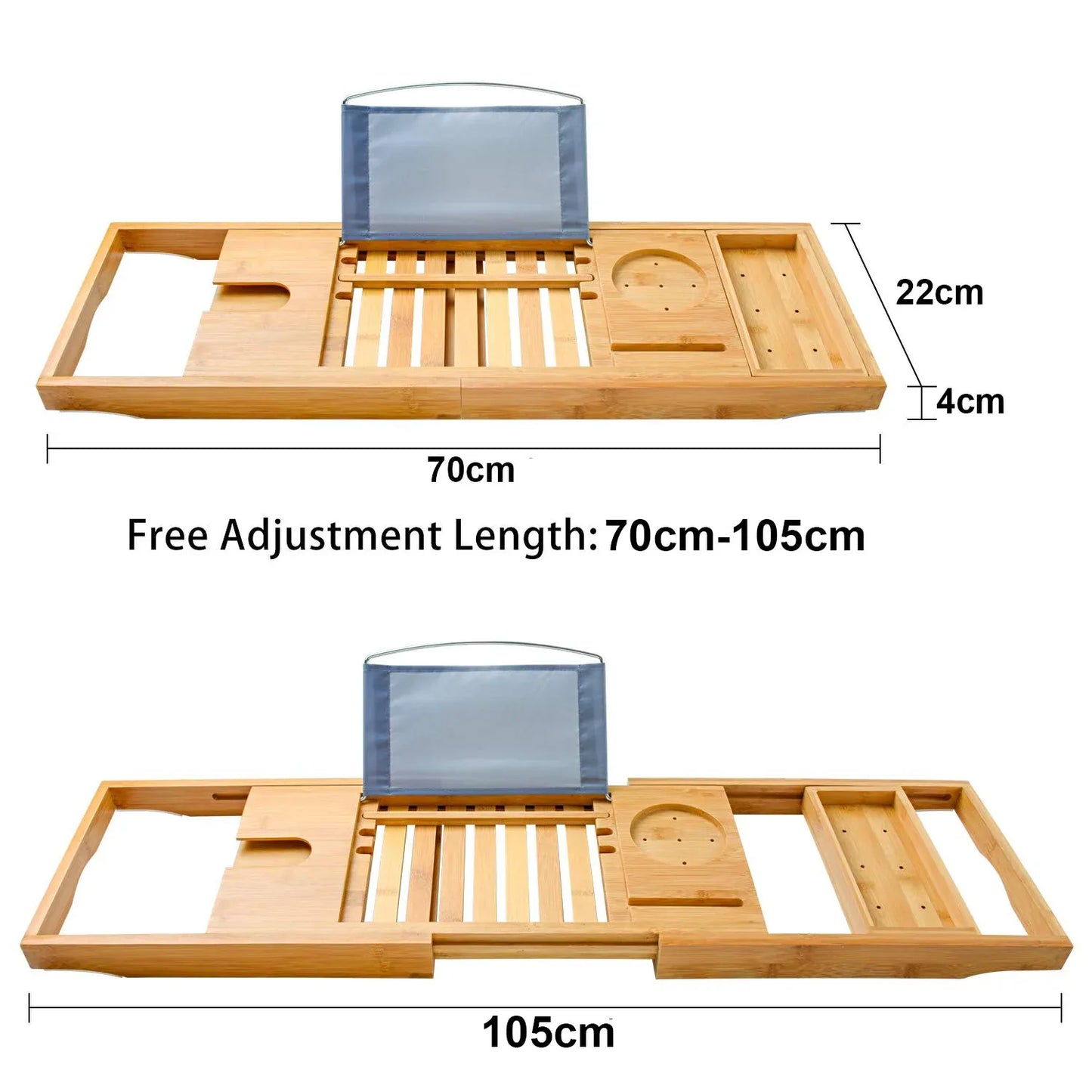 Bamboo Bathtub Bath tub Tray Table Caddy Tray Cellphone,Book,Tray Wineglass Holder - Mekamart Australia