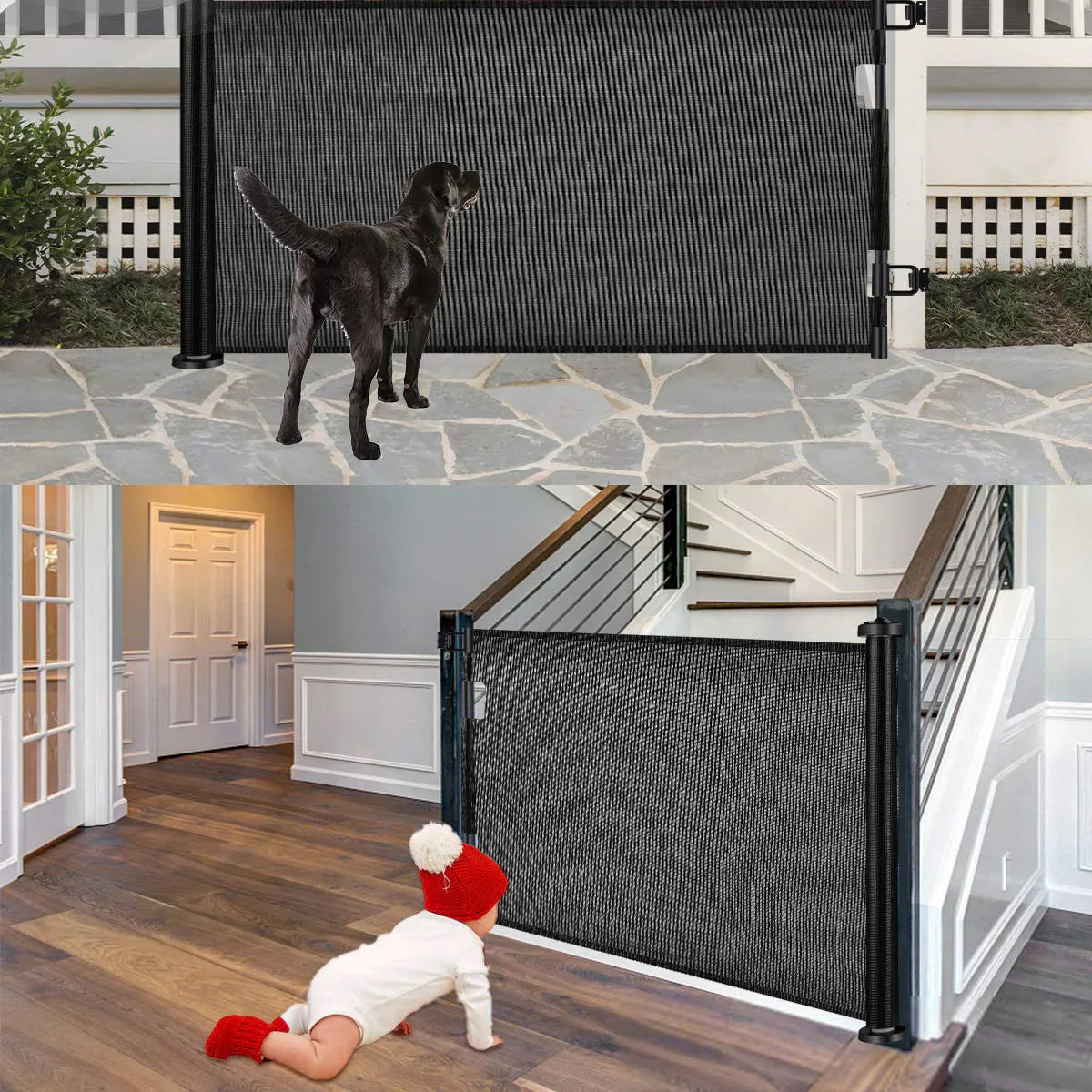 Retractable 1.5M Doorways Hallways Stairs Baby Gate Dog Pet Gate Indoor Outdoor Safety Gates - Mekamart Australia