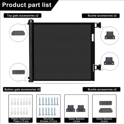 Retractable 1.5M Doorways Hallways Stairs Baby Gate Dog Pet Gate Indoor Outdoor Safety Gates - Mekamart Australia