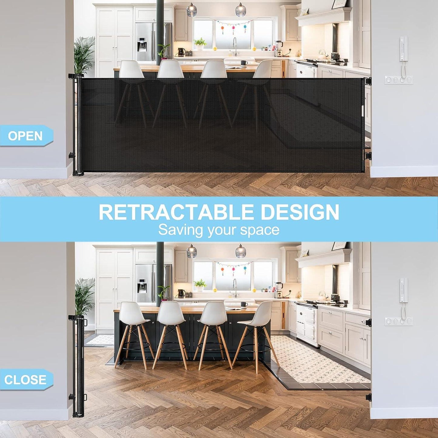 Retractable 3M Doorways Hallways Stairs Baby Gate Dog Pet Gate Indoor Outdoor Safety Gates - Mekamart Australia