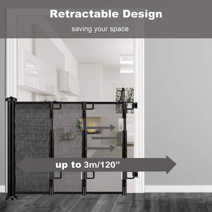 Retractable 3M Doorways Hallways Stairs Baby Gate Dog Pet Gate Indoor Outdoor Safety Gates - Mekamart Australia