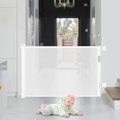 Retractable 1.5M Doorways Hallways Stairs Baby Gate Dog Pet Gate Indoor Outdoor Safety Gates White - Mekamart Australia