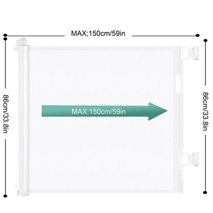 Retractable 1.5M Doorways Hallways Stairs Baby Gate Dog Pet Gate Indoor Outdoor Safety Gates White - Mekamart Australia