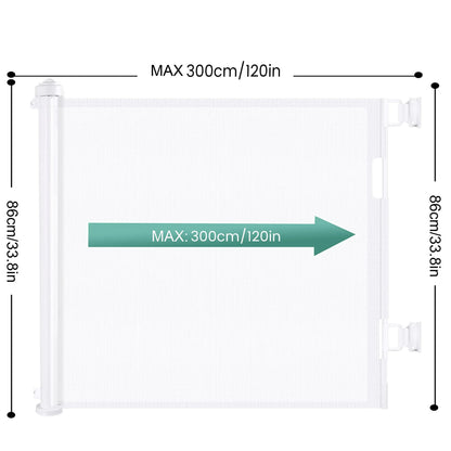 Retractable 3M Doorways Hallways Stairs Baby Gate Dog Pet Gate Indoor Outdoor Safety Gates White - Mekamart Australia