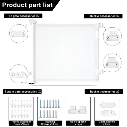 Retractable 3M Doorways Hallways Stairs Baby Gate Dog Pet Gate Indoor Outdoor Safety Gates White - Mekamart Australia