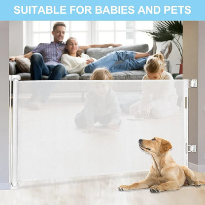 Retractable 3M Doorways Hallways Stairs Baby Gate Dog Pet Gate Indoor Outdoor Safety Gates White - Mekamart Australia