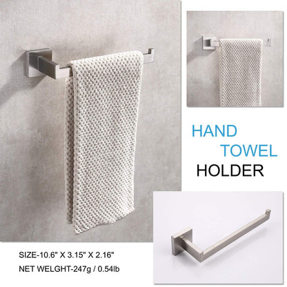 Square Hand Towel Holder Ring Wall Mounted Modern Towel Bar Bathroom Kitchen - Mekamart Australia