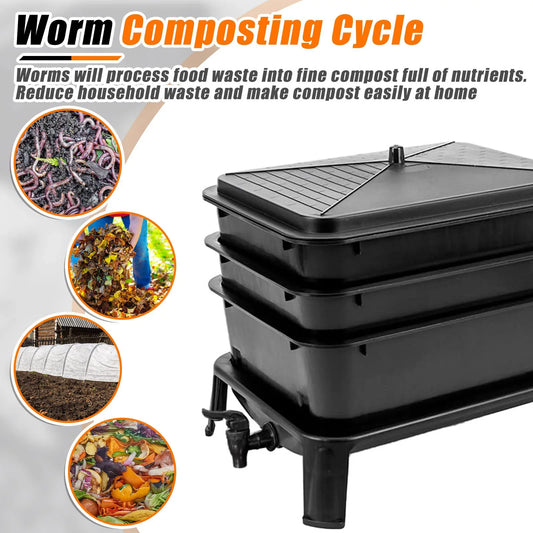 Worm Farm Factory worm wee Composter 30L 4 Trays Compost Bin Worm Farm Composting System - Mekamart Australia