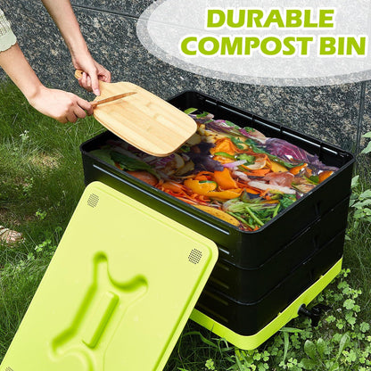 60L Large Worm Farm 3 Trays Worm Composter Bins Composting System Worm Tea - Mekamart Australia
