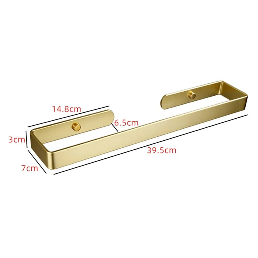 Gold Kitchen Bathroom Paper Holder Towel Holder Self Adhesive or Screw Mount 40cm - Mekamart Australia