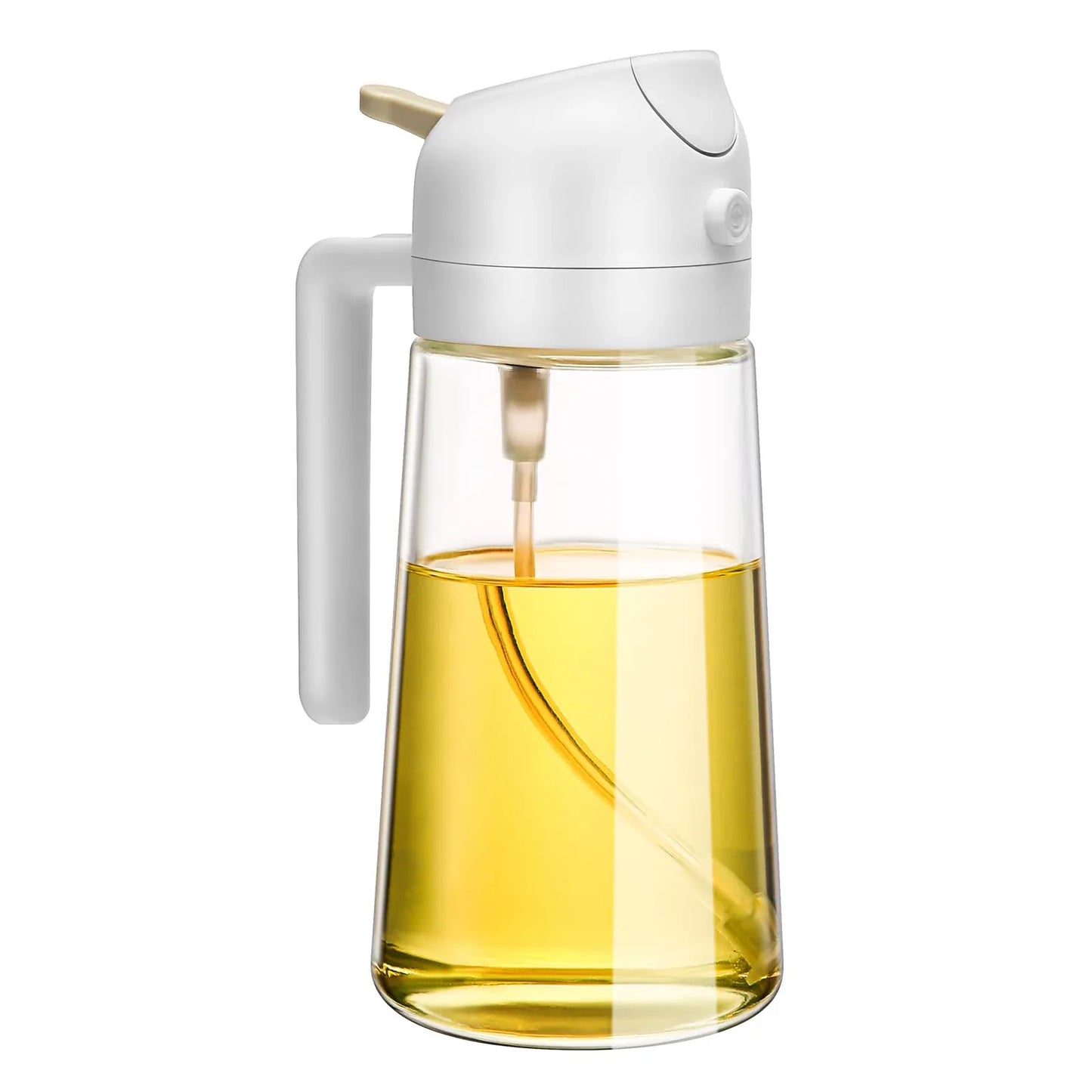 600ml 2 in 1 Glass Oil Sprayer Dispenser Kitchen Sprayz Cooking Baking Oil Bottle BBQ Spray White - Mekamart Australia