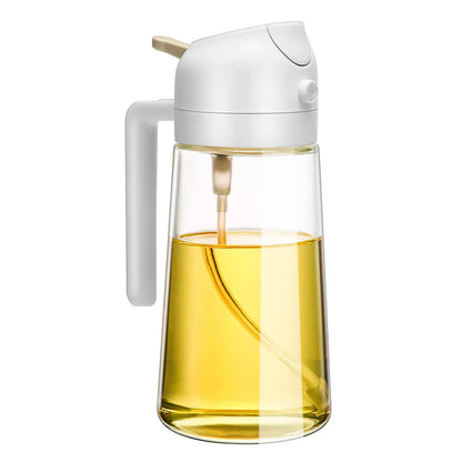 600ml 2 in 1 Glass Oil Sprayer Dispenser Kitchen Sprayz Cooking Baking Oil Bottle BBQ Spray White - Mekamart Australia