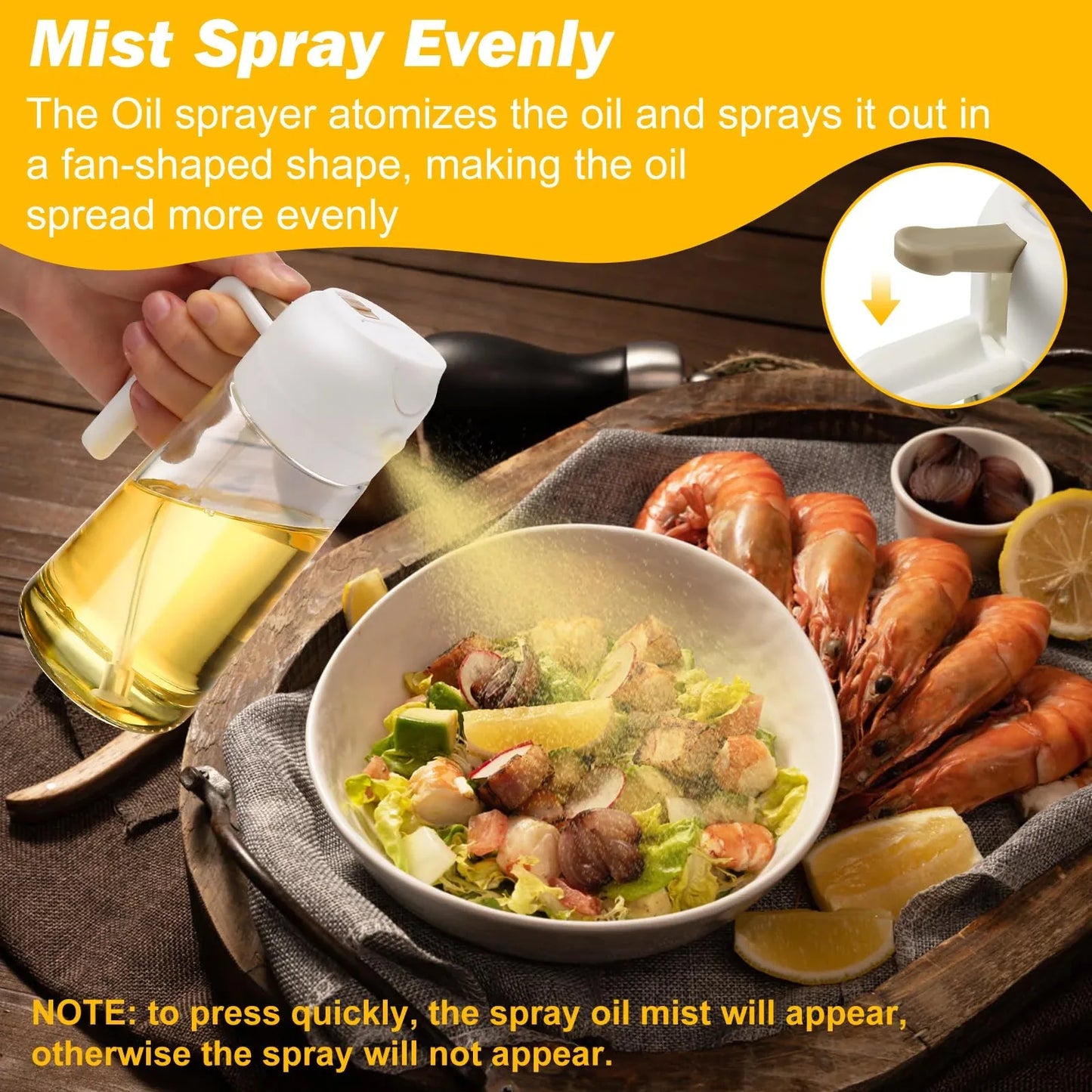 600ml 2 in 1 Glass Oil Sprayer Dispenser Kitchen Sprayz Cooking Baking Oil Bottle BBQ Spray White - Mekamart Australia