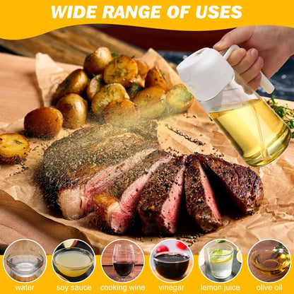 600ml 2 in 1 Glass Oil Sprayer Dispenser Kitchen Sprayz Cooking Baking Oil Bottle BBQ Spray White - Mekamart Australia