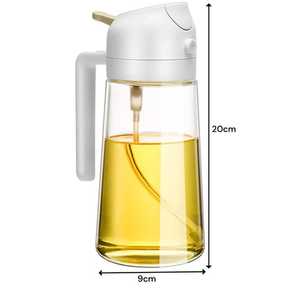 600ml 2 in 1 Glass Oil Sprayer Dispenser Kitchen Sprayz Cooking Baking Oil Bottle BBQ Spray White - Mekamart Australia