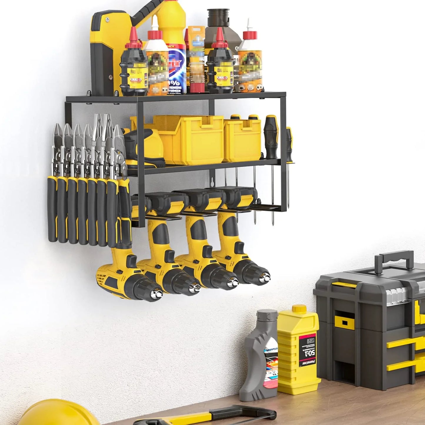 40cm Power Tool Organizer 4 Layers Garage Tool Storage Rack Workshop Tool Shelf Drill Pliers Hammer Rack - Mekamart Australia
