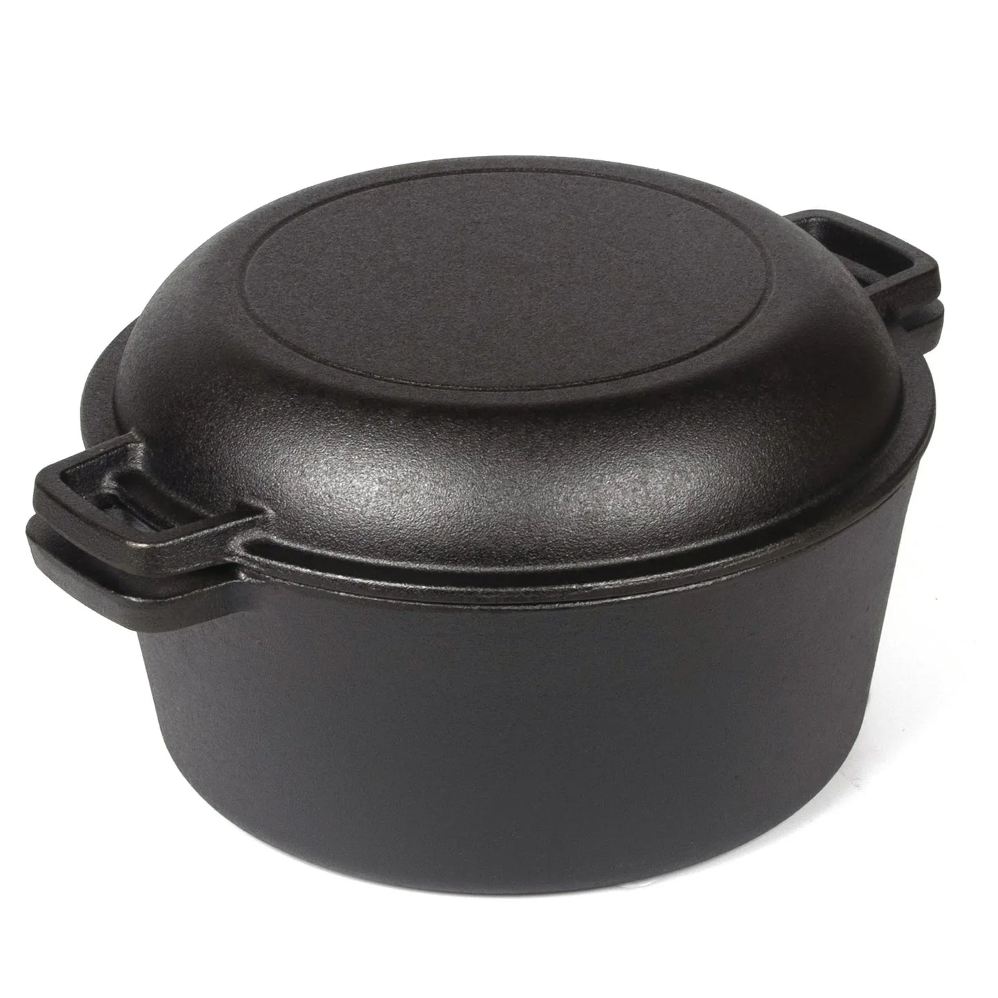 26cm 2-in-1 Cast Iron Dutch Oven & Skillet Set Pre-Seasoned Dual-Use Pot with Lid Fry Pan, Durable & Versatile Cookware - Mekamart Australia