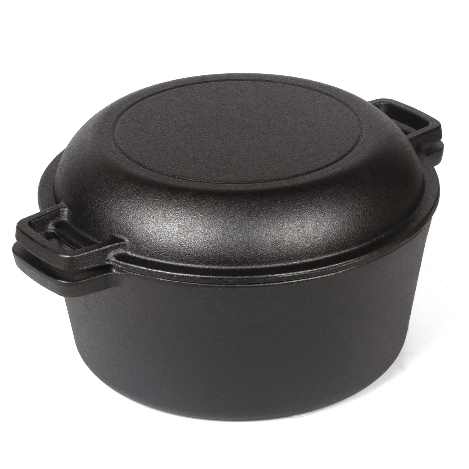 26cm 2-in-1 Cast Iron Dutch Oven & Skillet Set Pre-Seasoned Dual-Use Pot with Lid Fry Pan, Durable & Versatile Cookware - Mekamart Australia
