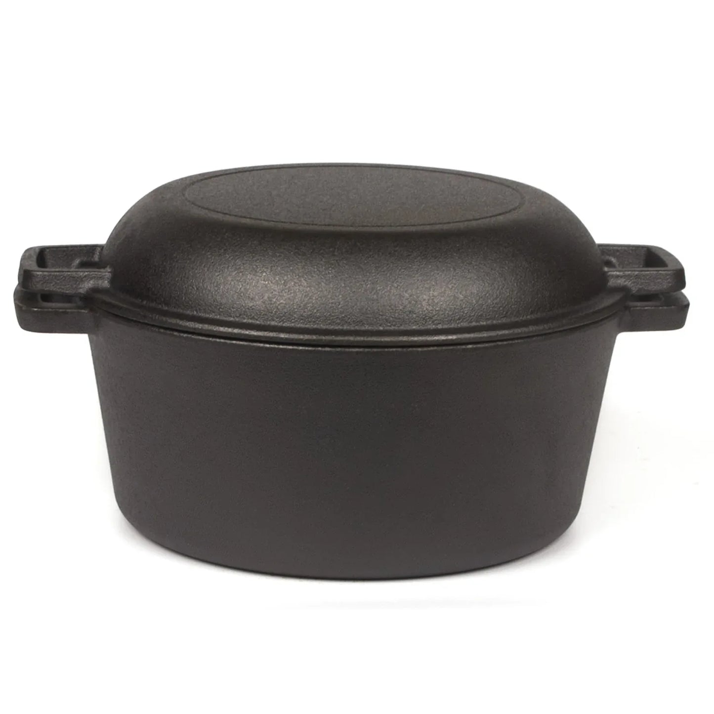 26cm 2-in-1 Cast Iron Dutch Oven & Skillet Set Pre-Seasoned Dual-Use Pot with Lid Fry Pan, Durable & Versatile Cookware - Mekamart Australia