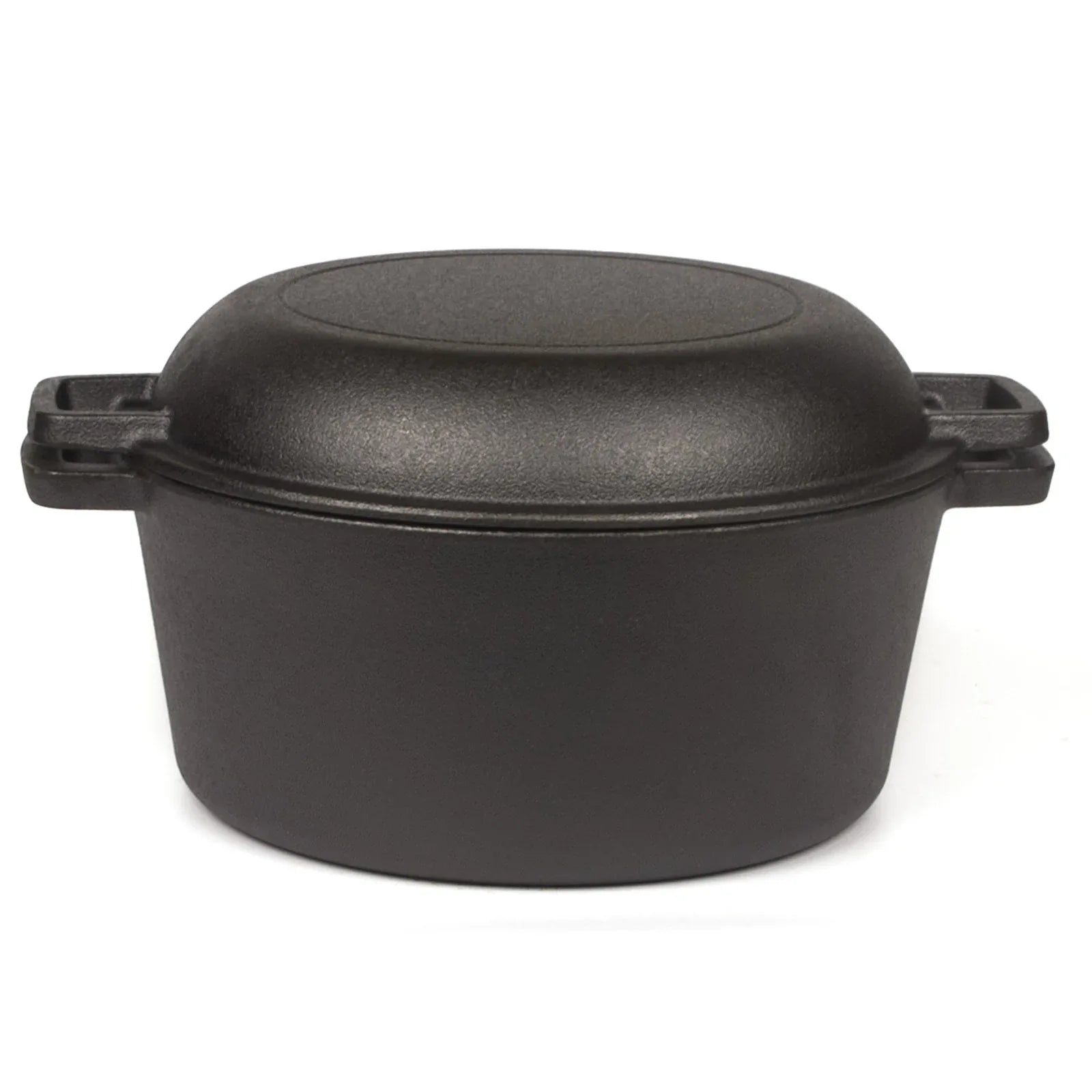 26cm 2-in-1 Cast Iron Dutch Oven & Skillet Set Pre-Seasoned Dual-Use Pot with Lid Fry Pan, Durable & Versatile Cookware - Mekamart Australia