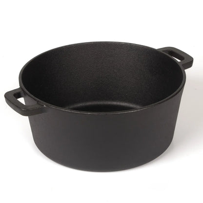 26cm 2-in-1 Cast Iron Dutch Oven & Skillet Set Pre-Seasoned Dual-Use Pot with Lid Fry Pan, Durable & Versatile Cookware - Mekamart Australia
