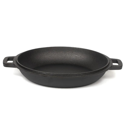 26cm 2-in-1 Cast Iron Dutch Oven & Skillet Set Pre-Seasoned Dual-Use Pot with Lid Fry Pan, Durable & Versatile Cookware - Mekamart Australia