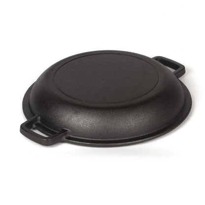 26cm 2-in-1 Cast Iron Dutch Oven & Skillet Set Pre-Seasoned Dual-Use Pot with Lid Fry Pan, Durable & Versatile Cookware - Mekamart Australia