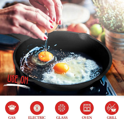 6inch 16cm Cast Iron Skillet Cookware Chef Quality Pre-Seasoned Pan Pans - Mekamart Australia