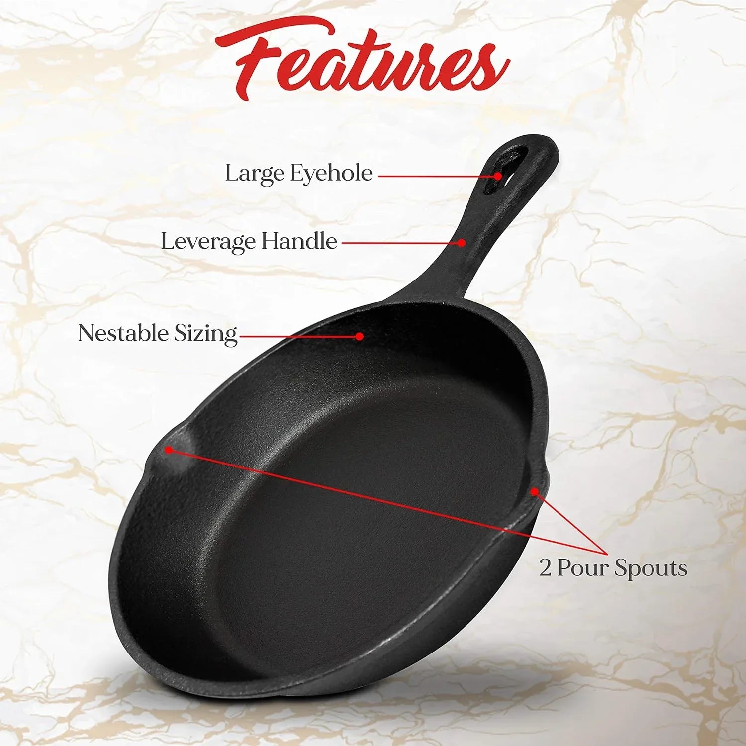 6inch 16cm Cast Iron Skillet Cookware Chef Quality Pre-Seasoned Pan Pans - Mekamart Australia