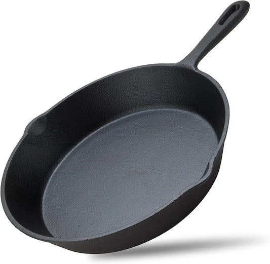 10inch 26cm Cast Iron Skillet Cookware Chef Quality Pre-Seasoned Pan Pans - Mekamart Australia