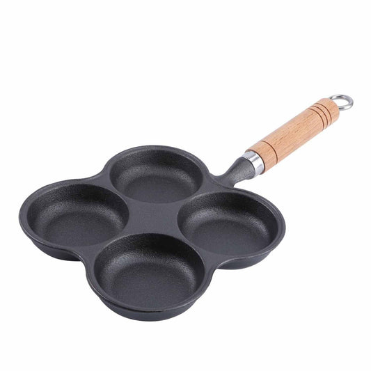 4 Cup Cast Iron Egg Frying Pan Divided Egg Skillet Pan Fried Egg Pan Cooker Pancake Egg Fryer - Mekamart Australia