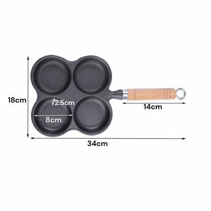 4 Cup Cast Iron Egg Frying Pan Divided Egg Skillet Pan Fried Egg Pan Cooker Pancake Egg Fryer - Mekamart Australia