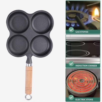 4 Cup Cast Iron Egg Frying Pan Divided Egg Skillet Pan Fried Egg Pan Cooker Pancake Egg Fryer - Mekamart Australia
