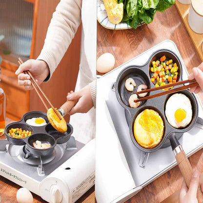 4 Cup Cast Iron Egg Frying Pan Divided Egg Skillet Pan Fried Egg Pan Cooker Pancake Egg Fryer - Mekamart Australia