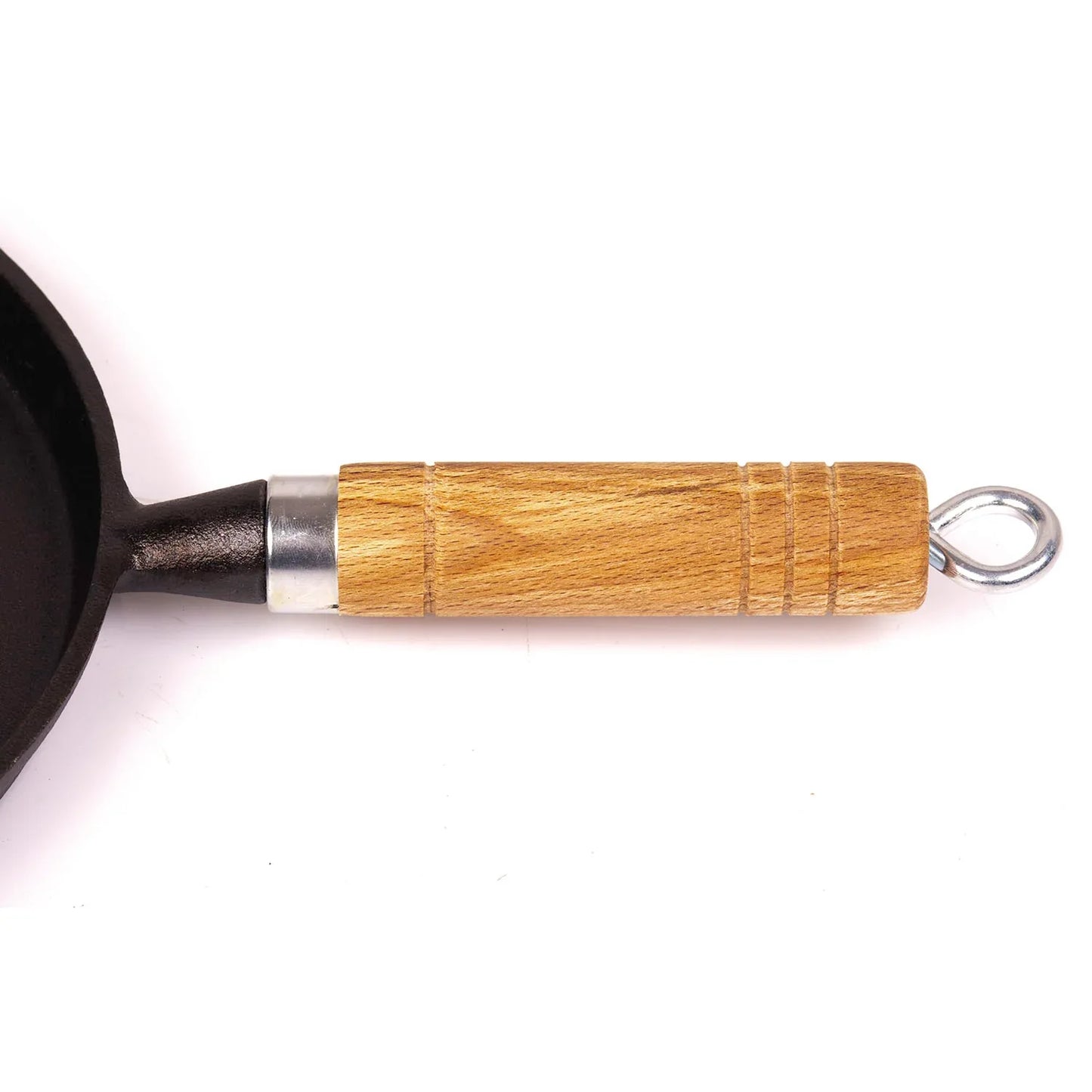 Pre-Seasoned 26cm Cast Iron Fry Pan Cookware Heat-Resistant Wooden Handle - Mekamart Australia