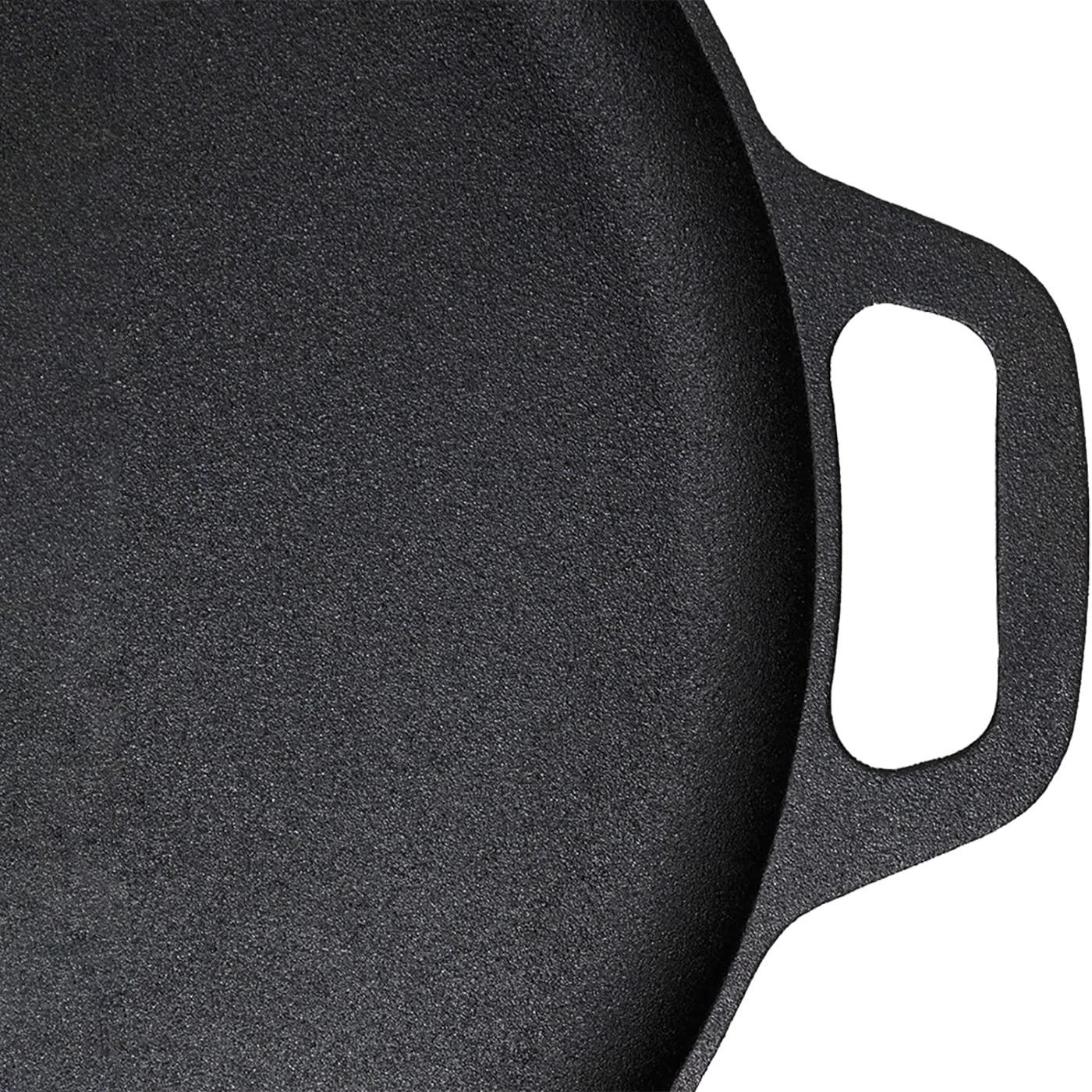 13.5" 35cm Pre-Seasoned Cast Iron Pizza Baking Pan Cooking Griddle Stove Oven Grill Campfire - Mekamart Australia