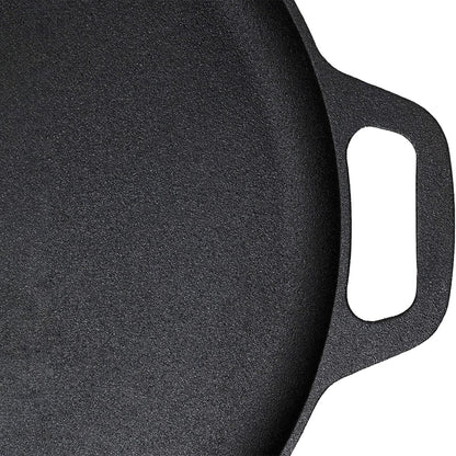 13.5" 35cm Pre-Seasoned Cast Iron Pizza Baking Pan Cooking Griddle Stove Oven Grill Campfire - Mekamart Australia