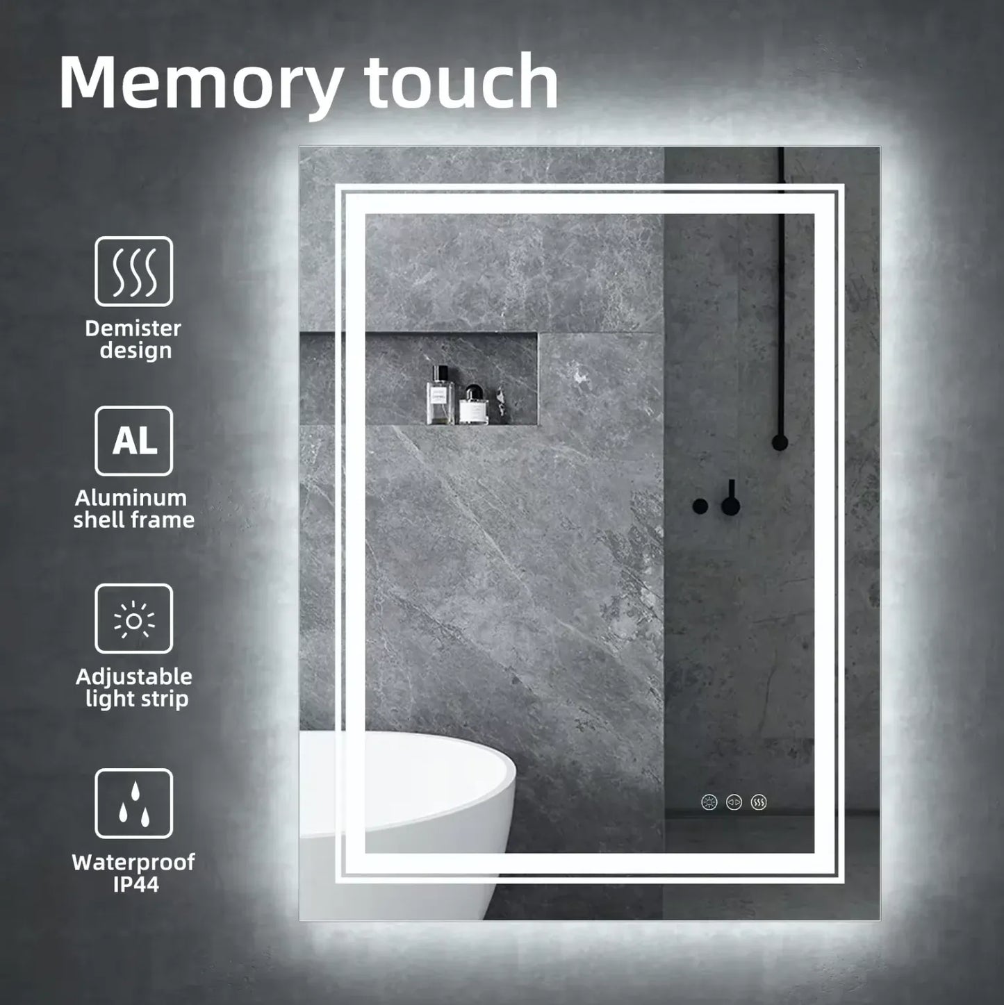 Interior Ave - 120 x 80cm Rectangle Frameless LED Bathroom Mirror