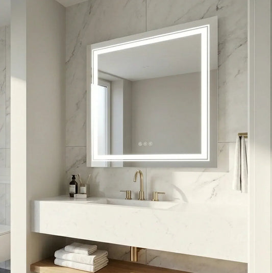 Interior Ave - 80 x 80cm Square Frameless LED Bathroom Mirror