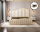 Elegant Luxury King Size Bedframe in Beige with Gas Lift Storage Velvet Fabric Golden Trim - Mekamart Australia