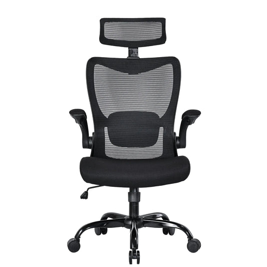 MONA Ergonomic High Back Flipped Armrest Task Chair In Black - Mekamart Australia
