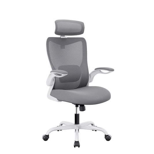 MONA Ergonomic High Back Flipped Armrest Task Chair In Grey - Mekamart Australia