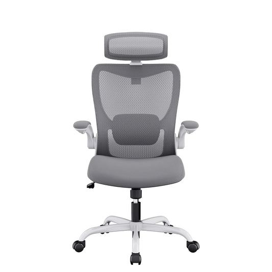 MONA Ergonomic High Back Flipped Armrest Task Chair In Grey - Mekamart Australia