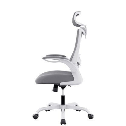 MONA Ergonomic High Back Flipped Armrest Task Chair In Grey - Mekamart Australia