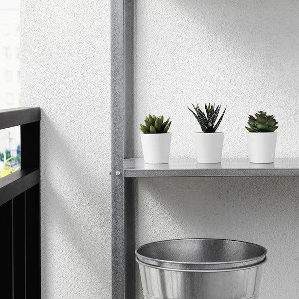 3 Pack of Artificial Succulent Potted Plants in White Plastic 6cm Pot Interior Decoration - Mekamart Australia